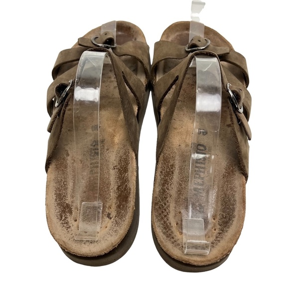 MEPHISTO Taupe Brown Genuine Leather Sandals Slides Flip Flops Casual Shoes 40 - Picture 7 of 16